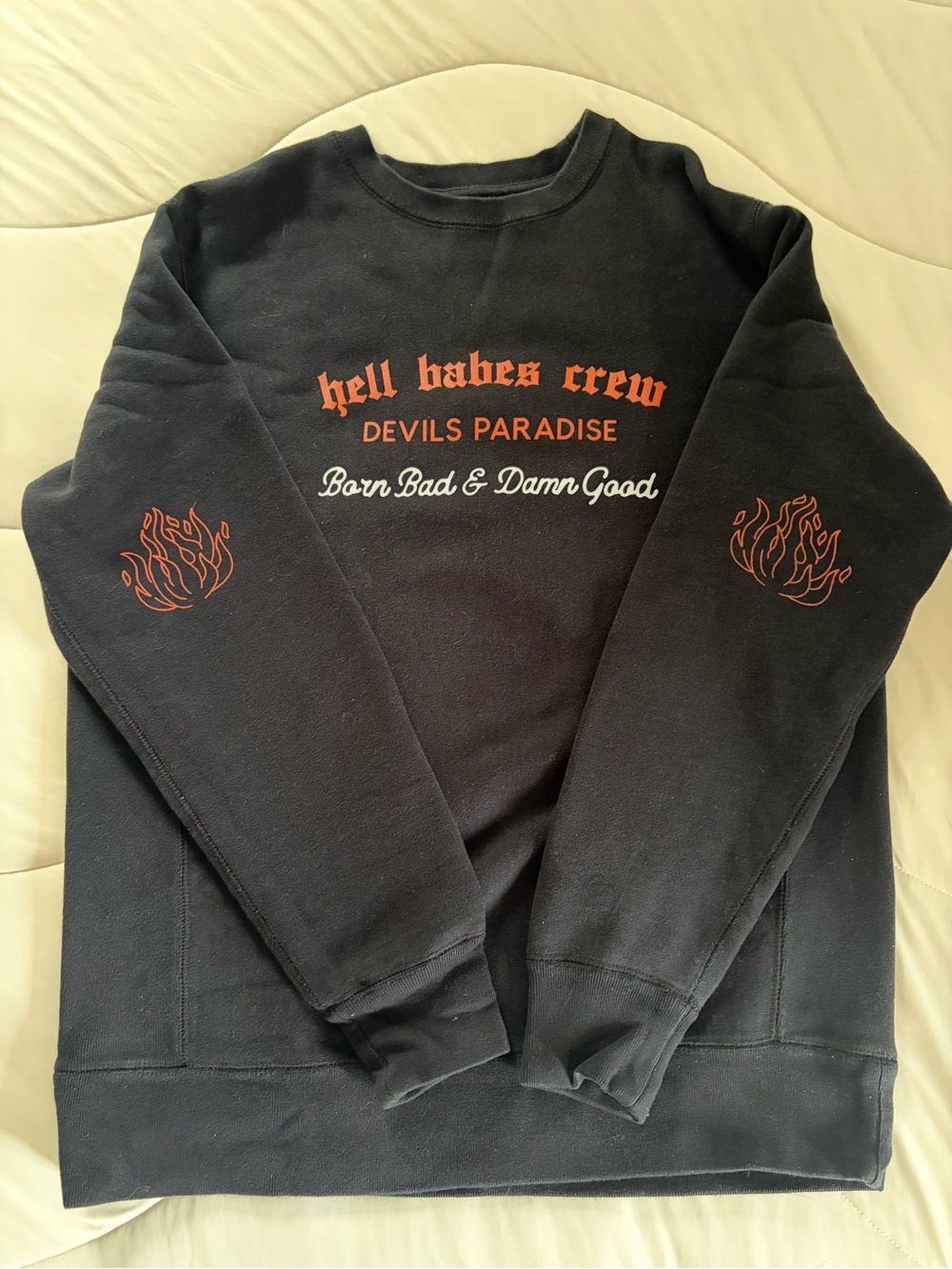 Black "Hell Babes Crew" Graphic Crewneck Sweatshirt